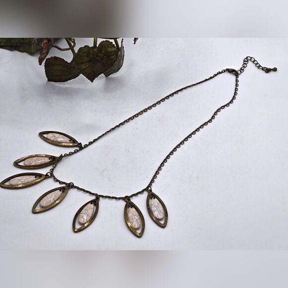 "5/$25" Brasstone Bead Drop Adjustable Bib Chain Necklace - Picture 2 of 9